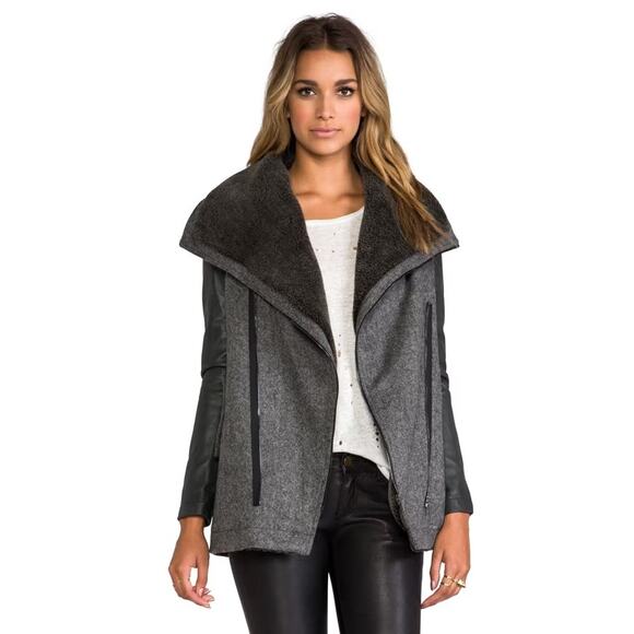 Funktional Atomic Faux Shearling Fur Jacket Leather Bomber - Picture 1 of 8